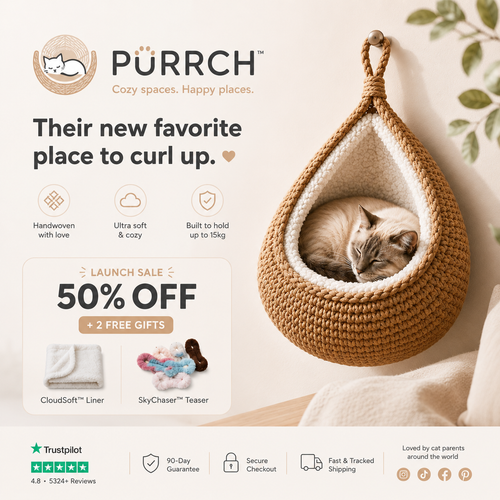 PÜRRCH™ Handwoven Hanging Cat Cocoon