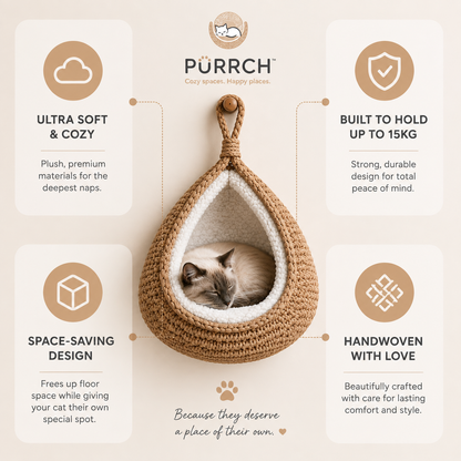PÜRRCH™ Handwoven Hanging Cat Cocoon