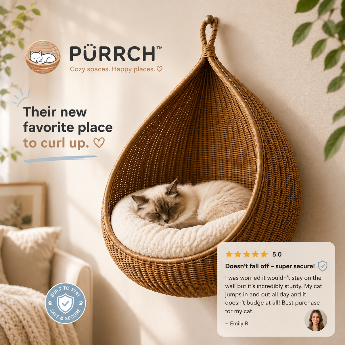 PÜRRCH™ Handwoven Hanging Cat Cocoon
